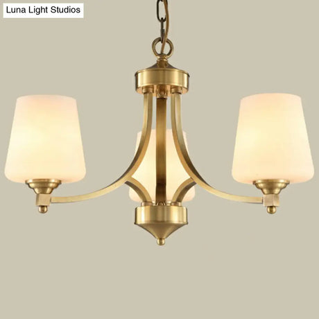 Rustic Cream Glass Gold Bud Chandelier Pendant Light For Living Room