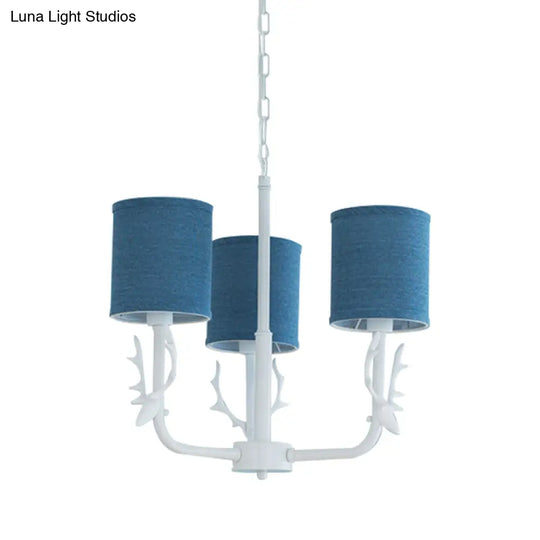 Rustic Cylinder Suspension Light Chandelier With Antlers - Living Room Décor