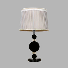 Rustic Fabric Table Lamp With Faux-Braided Detailing - Cream Gray Night Light For Bedroom