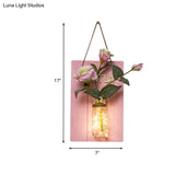 Rustic Glass Jar Twinkle String Lights In Pink For Cafe Restaurants