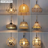 Rustic Hemp Rope Hanging Lamp Vintage Single-Bulb Pendant For Restaurants - Brown