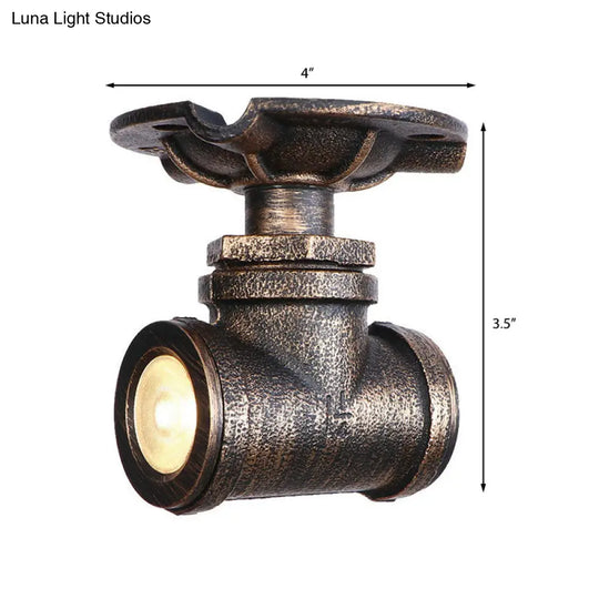 Rustic Industrial Antique Brass Water Pipe Ceiling Light With 1 Metal Semi Flush Mount - Perfect