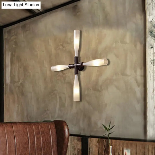 Rustic Industrial Wine Bottle Sconce Lamp With Frosted Glass - Wall Mounted Light For Dining Room