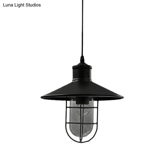 Rustic Iron Saucer Dining Room Pendulum Light - Black Pendant Lamp With 2 Extra Shade Guards
