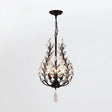 Rustic Laurel Chandelier - 4-Light Crystal Pendant In Black