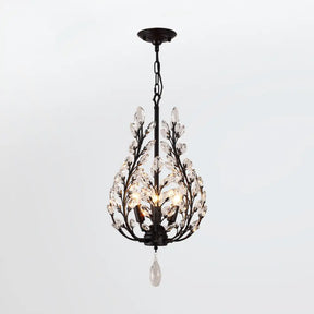 Rustic Laurel Chandelier - 4-Light Crystal Pendant In Black