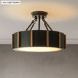 Rustic Led Semi Flush Drum Light - Warm Black Metallic Close-To-Ceiling Fixture 18’’ Width Ceiling