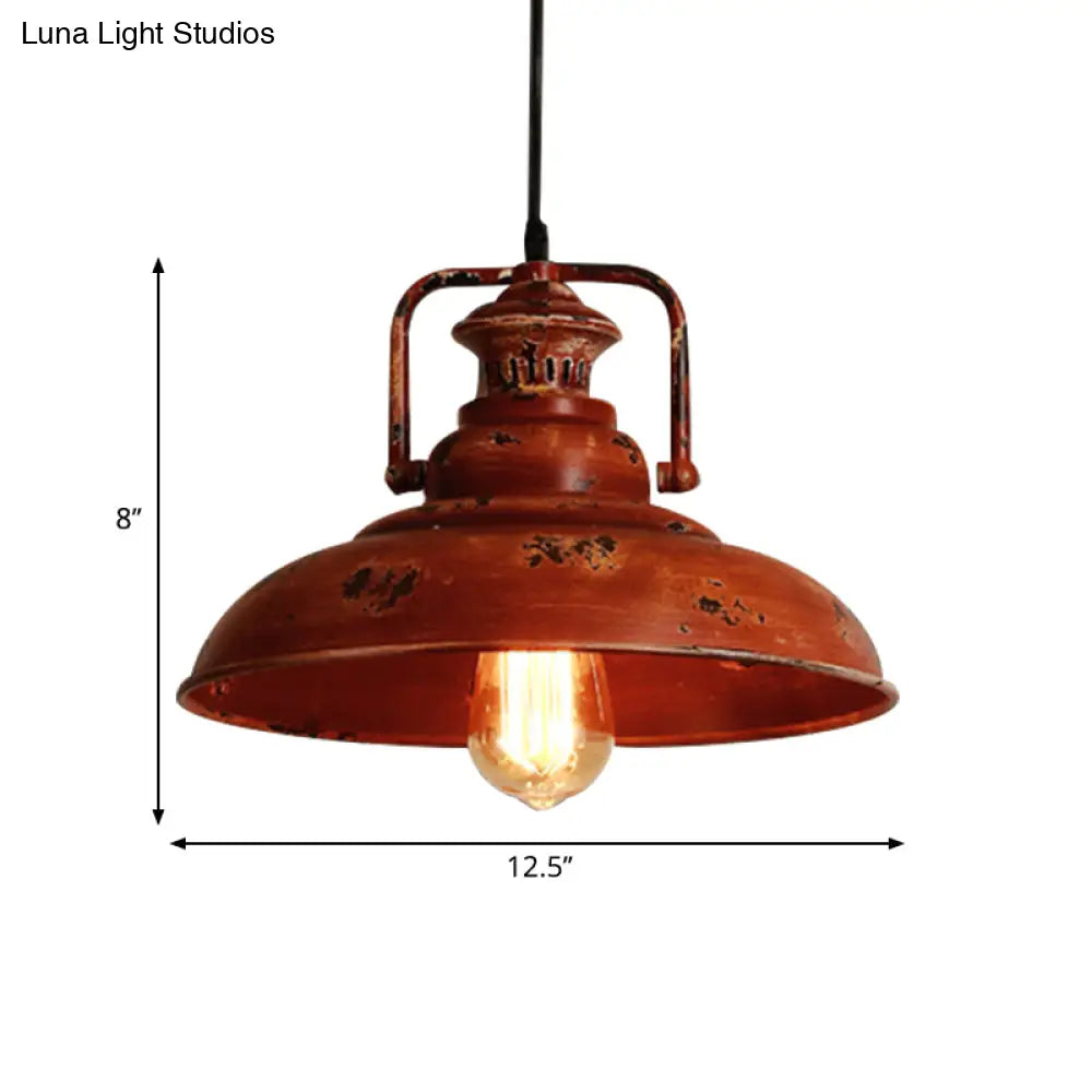Rustic Lodge Industrial Pendant Light For Restaurants - Adjustable Cord Barn Ceiling Fixture Metal