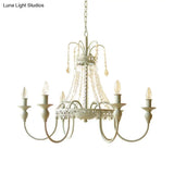 Rustic Metal And Crystal Candle Hanging Light - 4/6 Lights Chandelier For Living Room