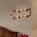 Rustic Metal Arrow Shaped 8-Bulb Wall Lamp - Industrial Sconce Light For Bedroom Rust