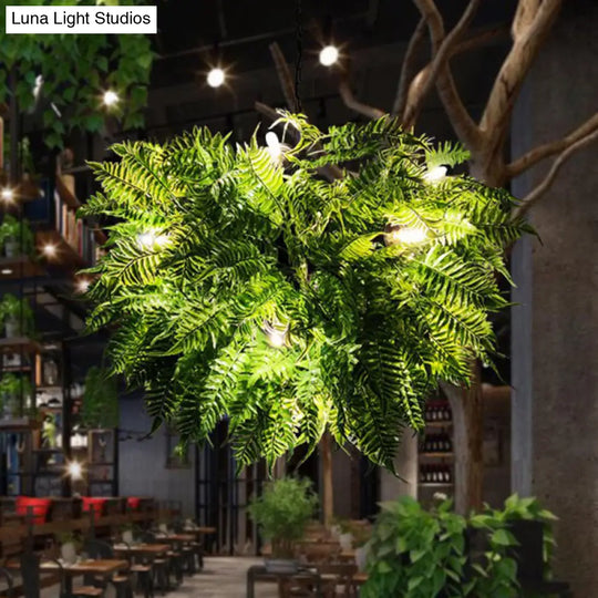 Rustic Metal Ceiling Pendant Light With Artificial Plant Décor Perfect For Restaurants Green / 31.5
