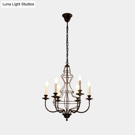 Rustic Metal Chandelier With 6/8 Lights - Candle-Inspired Dining Room Pendant Lighting In Black &