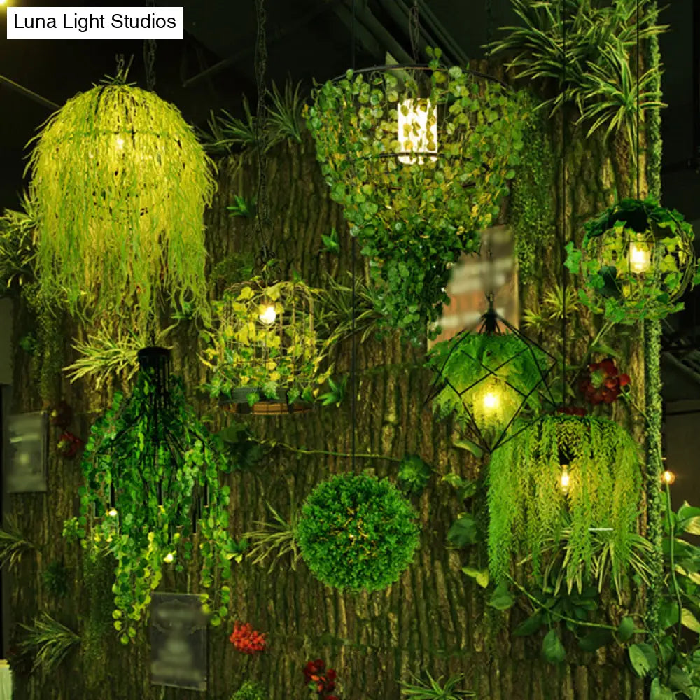 Rustic Pendant Lamp With Artistic Plant Design And Colorful Options - Perfect For Cafes Homes