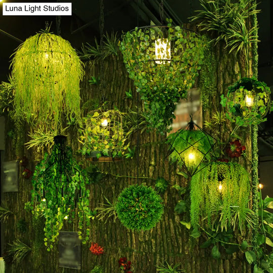 Rustic Pendant Lamp With Artistic Plant Design And Colorful Options - Perfect For Cafes Homes