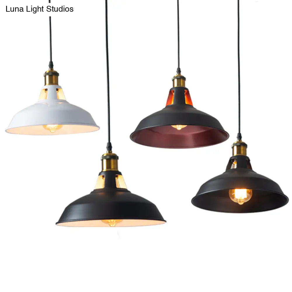 Rustic Pot-Lid Suspension Lighting: 1-Head Iron Hanging Light With Venting Hole For Bar