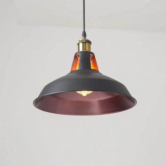 Rustic Pot-Lid Pendant Light With Venting Hole – Ideal For Bars Burgundy / 10.5’