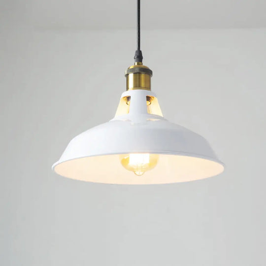 Rustic Pot-Lid Pendant Light With Venting Hole – Ideal For Bars White / 10.5’