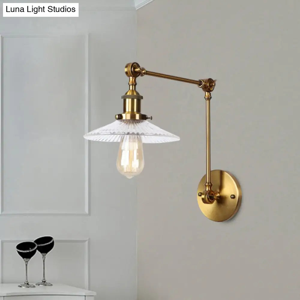 Rustic Prismatic Glass Saucer Sconce Light Fixture - 1 Black/Silver/Brass Wall Lamp For Living Room