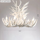 Rustic Resin Antler Chandelier - Artfully Crafted Hanging Light With Exposed Bulb Design