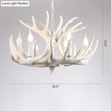 Rustic Resin Antler Chandelier - Artfully Crafted Hanging Light With Exposed Bulb Design