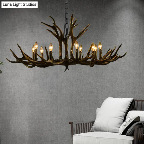 Rustic Resin Chandelier - Black Candle Pendant 6/8/10 Heads Perfect For Restaurants Hanging Ceiling