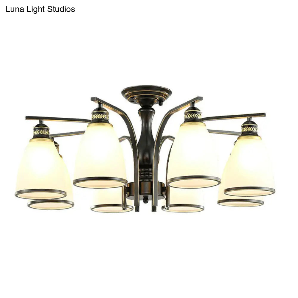 Rustic Semi Flush Glass Chandelier For Living Room