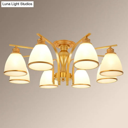 Rustic Semi Flush Glass Chandelier For Living Room 8 / Gold