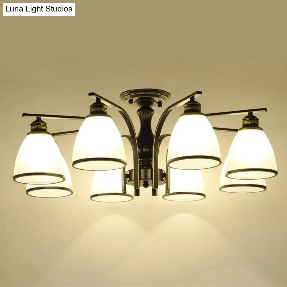 Rustic Semi Flush Glass Chandelier For Living Room