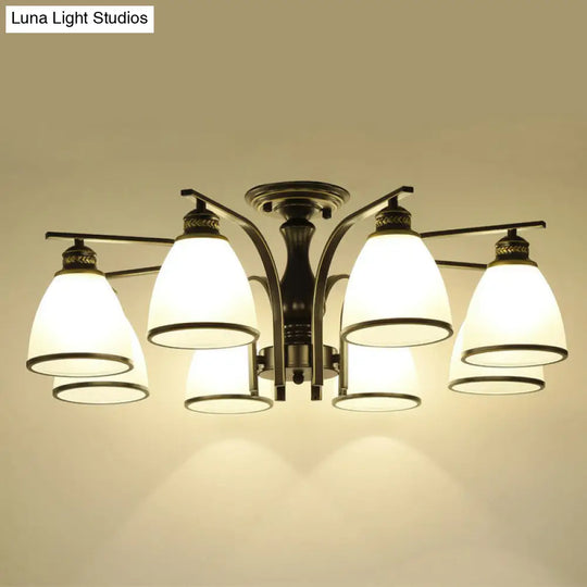Rustic Semi Flush Glass Chandelier For Living Room
