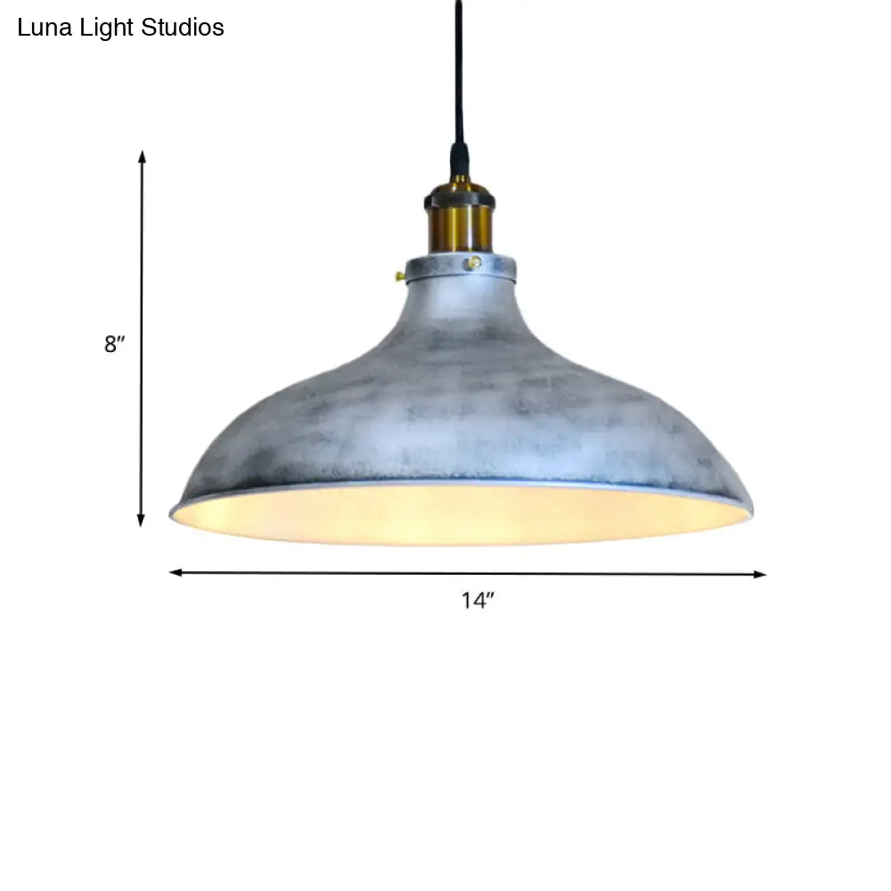 Rustic Silver Ceiling Lamp With Barn Metal Shade For Living Room