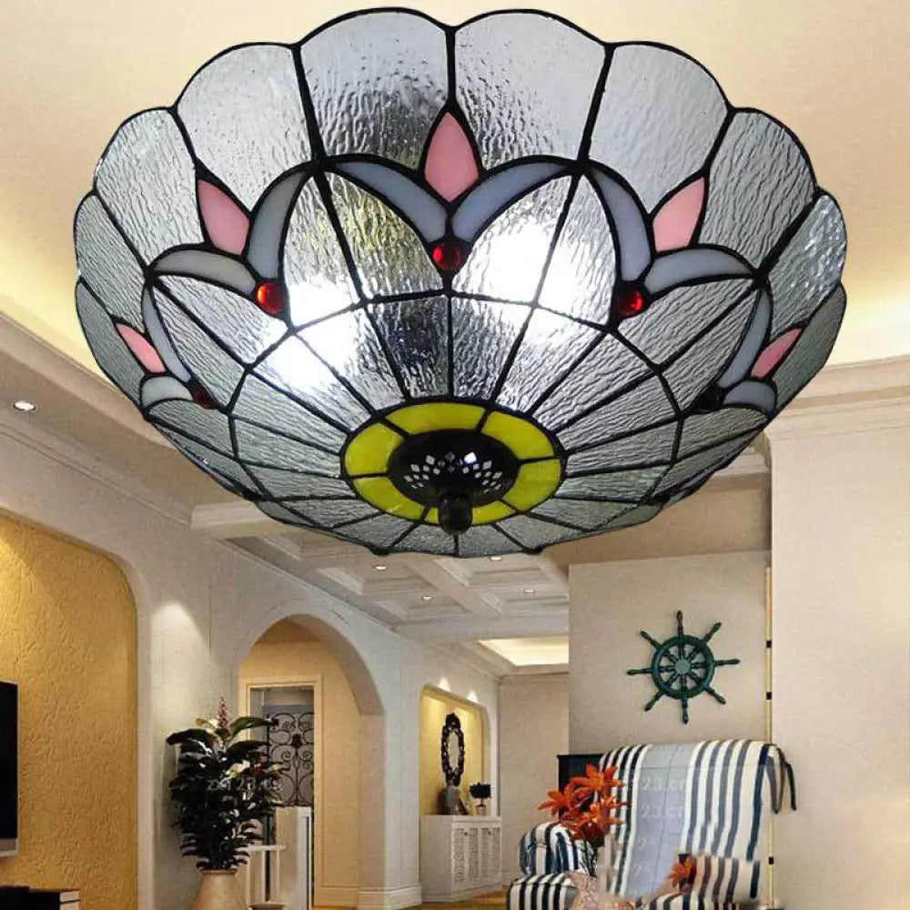 Rustic Style Dome Flush Mount Ceiling Light With Jewel Decoration (10’/12’ Inch) –