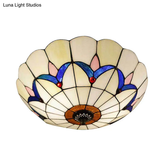 Rustic Style Dome Flush Mount Ceiling Light With Jewel Decoration (10/12 Inch)