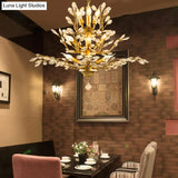 Rustic Tiered Branch Crystal Chandelier Ceiling Light For Restaurants