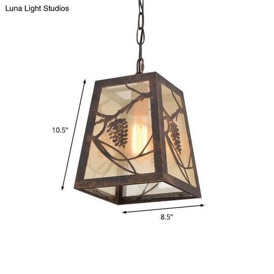 Rustic Trapezoid Metal Pendant Light Fixture For Country Restaurants