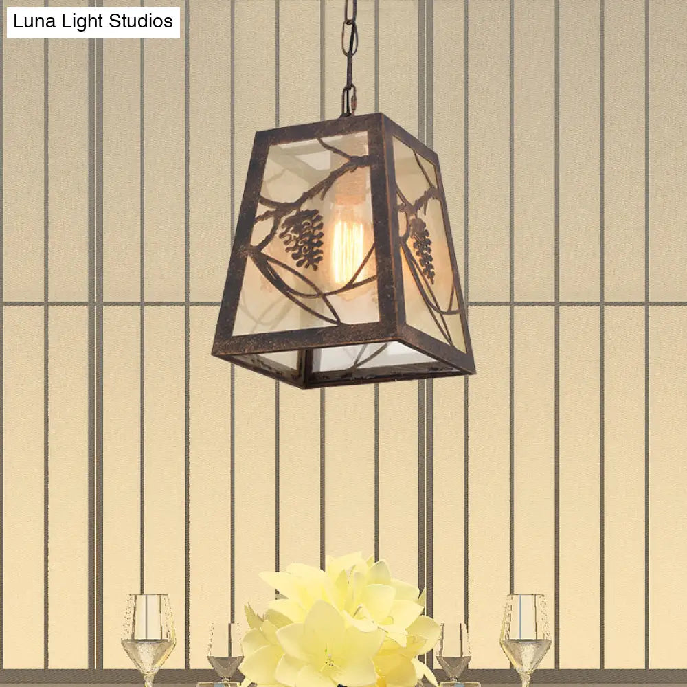 Rustic Trapezoid Metal Pendant Light Fixture For Country Restaurants
