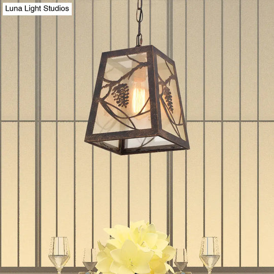Rustic Trapezoid Metal Pendant Light Fixture For Country Restaurants