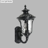 Rustic Urn Wall Light Sconce - Aluminum 1-Head Mount Lamp In Black/Bronze With Water Glass Shade