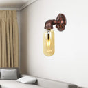 Rustic Weathered Copper Capsule Wall Light - 1 Head Bedroom Sconce Lamp (9/10.5/12 High) With Pipe