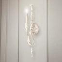 Rustic White/Brown 1-Light Candle Wall Fixture - Metallic Mounted Lamp White