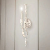 Rustic White/Brown 1-Light Candle Wall Fixture - Metallic Mounted Lamp White