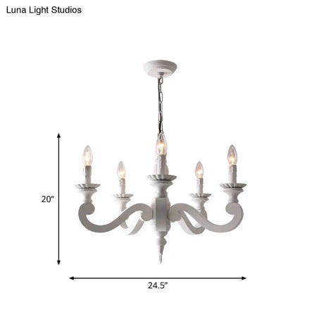 Rustic White Chandelier Pendant Light For Living Room - Elegant Wood Design