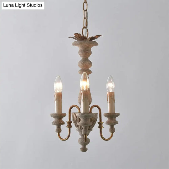 Rustic White Wooden Chandelier Pendant Light With Curved Arms And 3 Bulbs Ideal For Dining Rooms