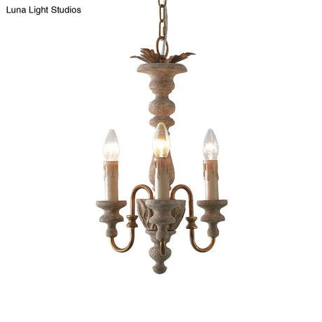 Rustic White Wooden Chandelier Pendant Light With Curved Arms And 3 Bulbs Ideal For Dining Rooms