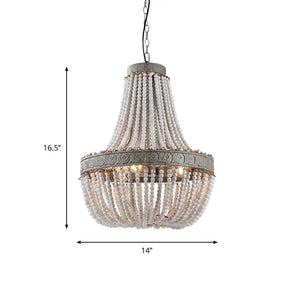 Rustic Wood Basket Pendant Lamp - Dining Room Suspension Lighting White / Small
