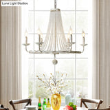 Rustic Wood Bead Chandelier With Clear Crystals - Vintage Wagon Wheel Pendant Light For Living Room
