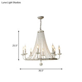 Rustic Wood Bead Chandelier With Clear Crystals - Vintage Wagon Wheel Pendant Light For Living Room