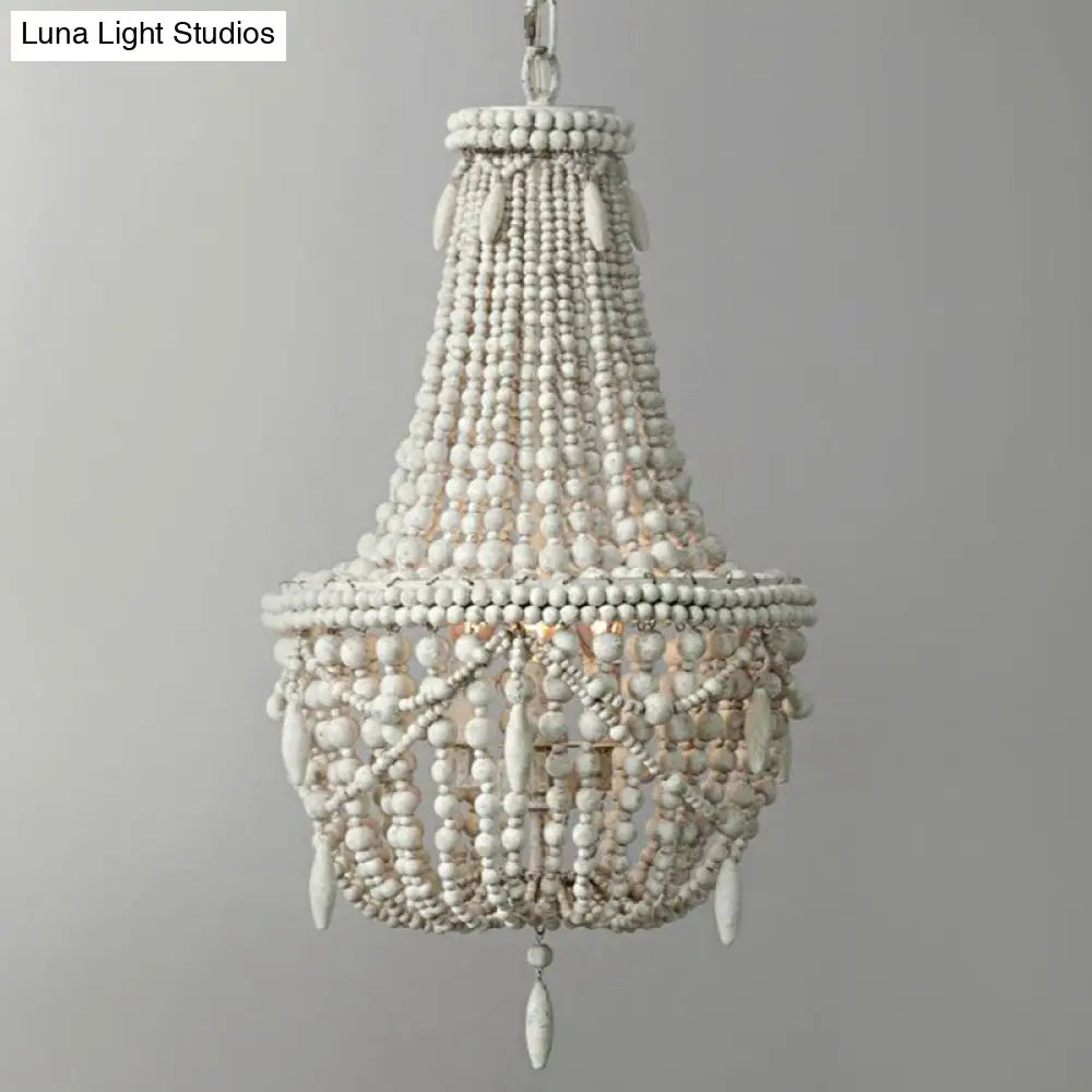 Rustic Wood Chandelier Light With 3 Pendant Lamps - Perfect For Country Living Rooms