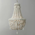Rustic Wood Chandelier Light With 3 Pendant Lamps - Perfect For Country Living Rooms White