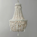 Rustic Wood Chandelier Light With 3 Pendant Lamps - Perfect For Country Living Rooms White