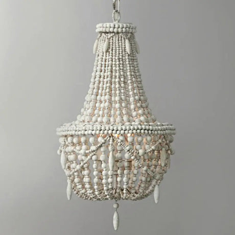 Rustic Wood Chandelier Light With 3 Pendant Lamps - Perfect For Country Living Rooms White